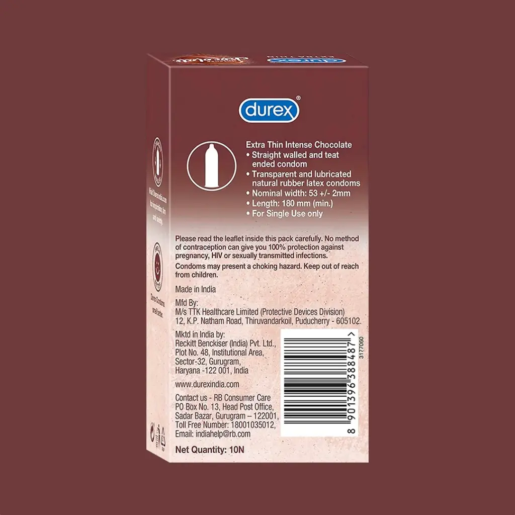 Durex Extra Thin Chocolate Flavoured Condoms- (10 Pcs Pack)