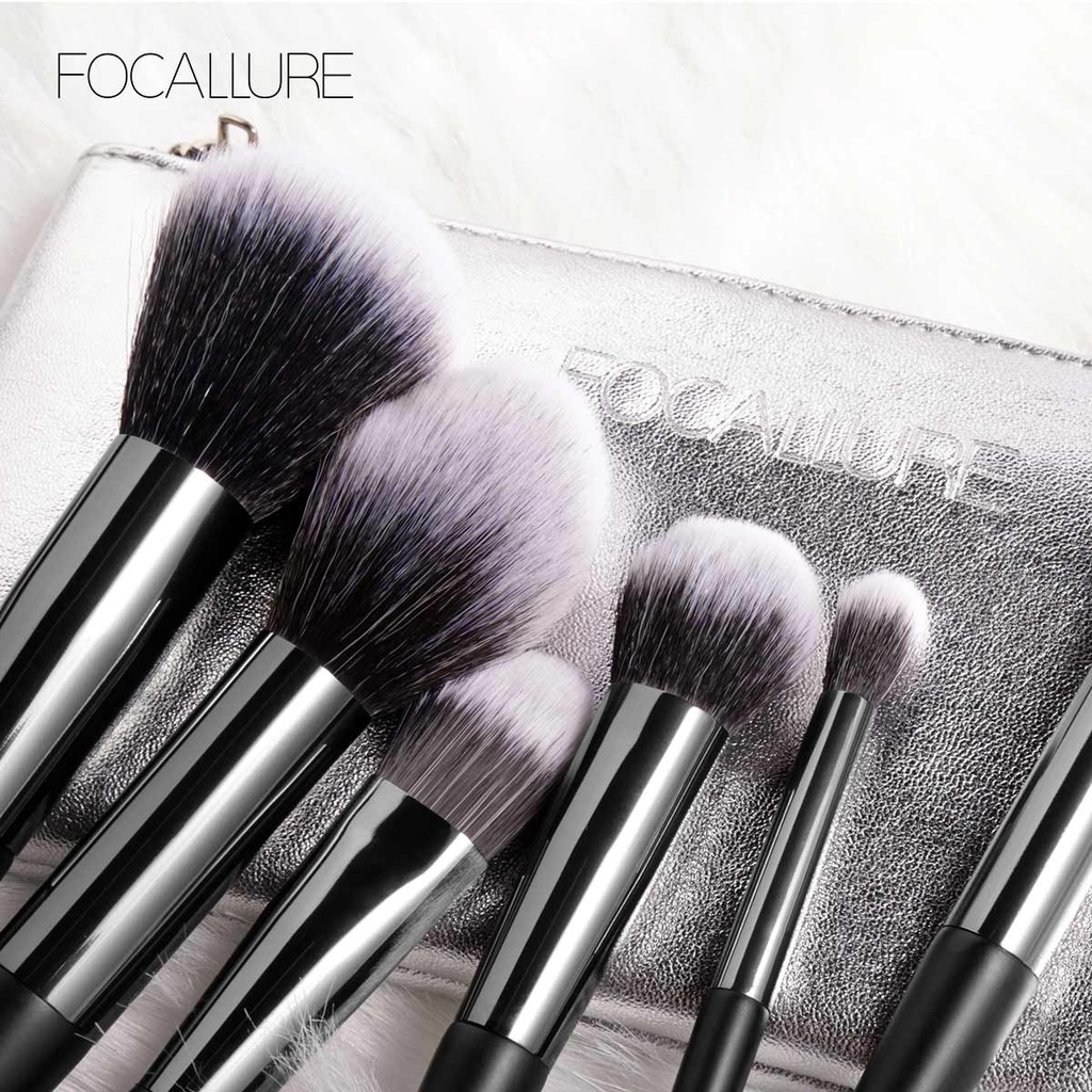 FA70 - Focallure 10 Pcs Premium Makeup Brush Set with Leather Bag