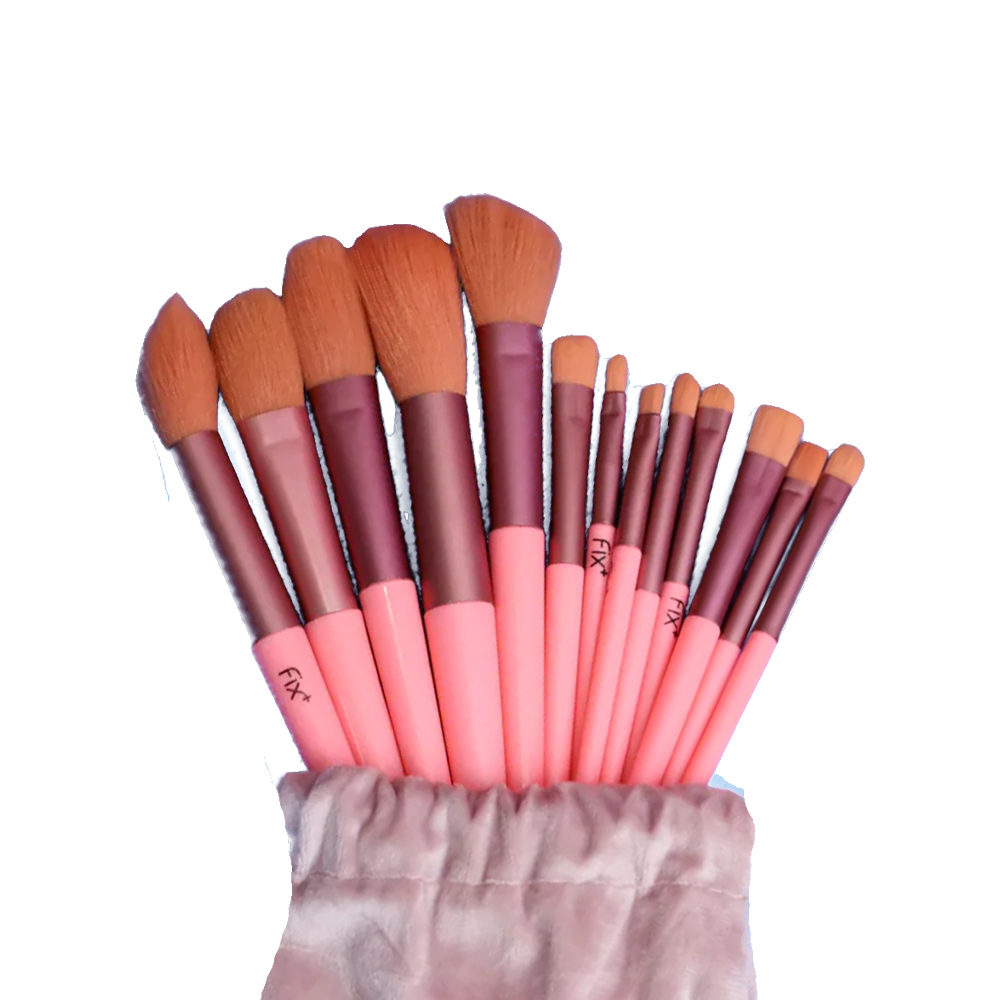 Fix 13 Pcs Brush Set With Bag- Pink