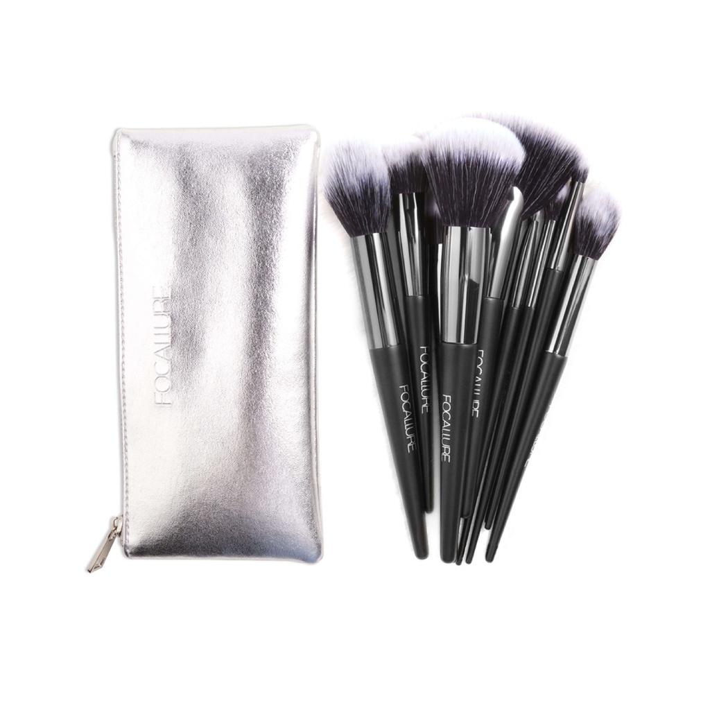 FA70 - Focallure 10 Pcs Premium Makeup Brush Set with Leather Bag