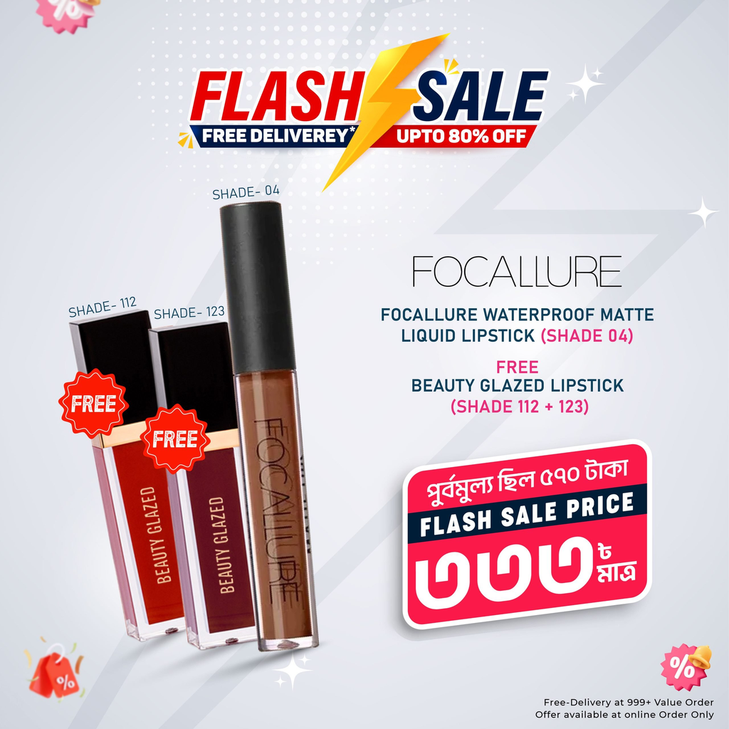 Buy Focallure Liquid Lipstick (Shade-14) & Get 2 Beauty Glazed Lipstick Free