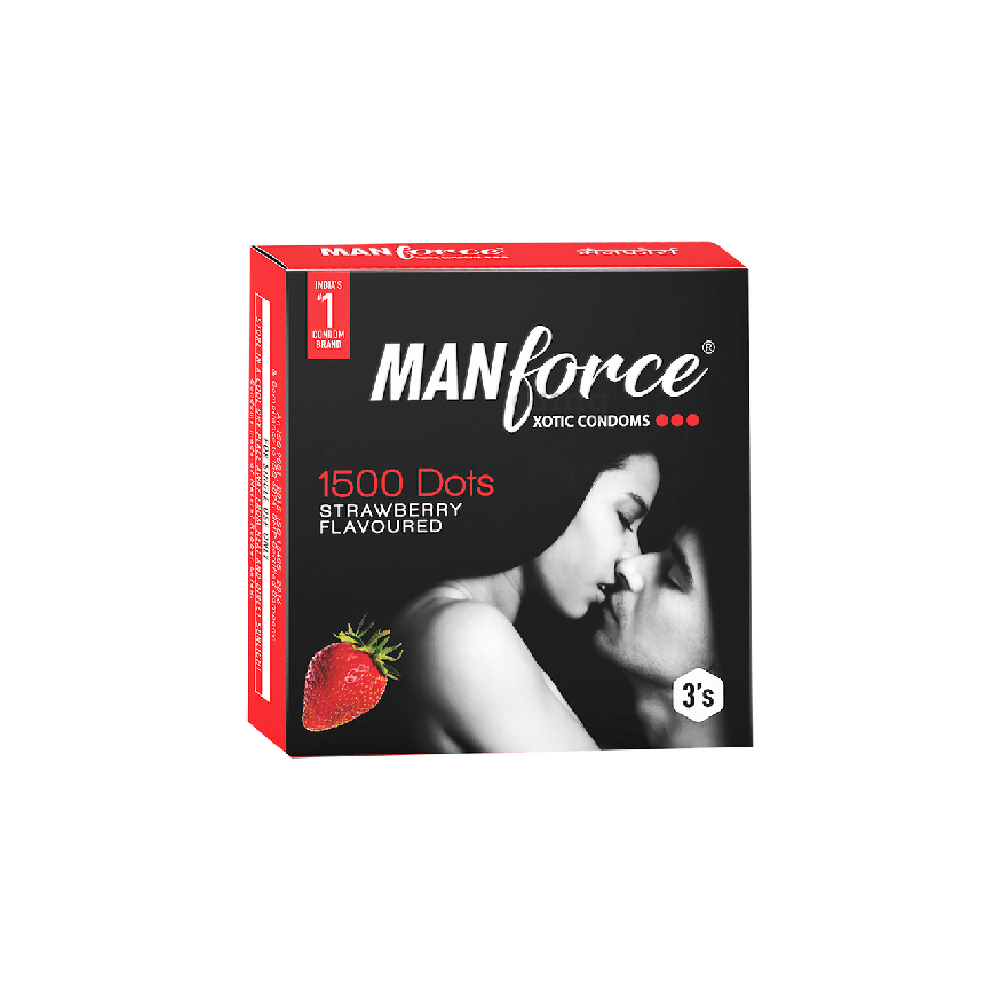 Manforce Xotic Condom 1500 Dots Strawberry Flavour