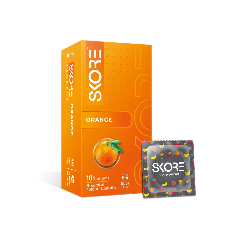 Skore Orange Flavoured With Additional Lubrication Condoms