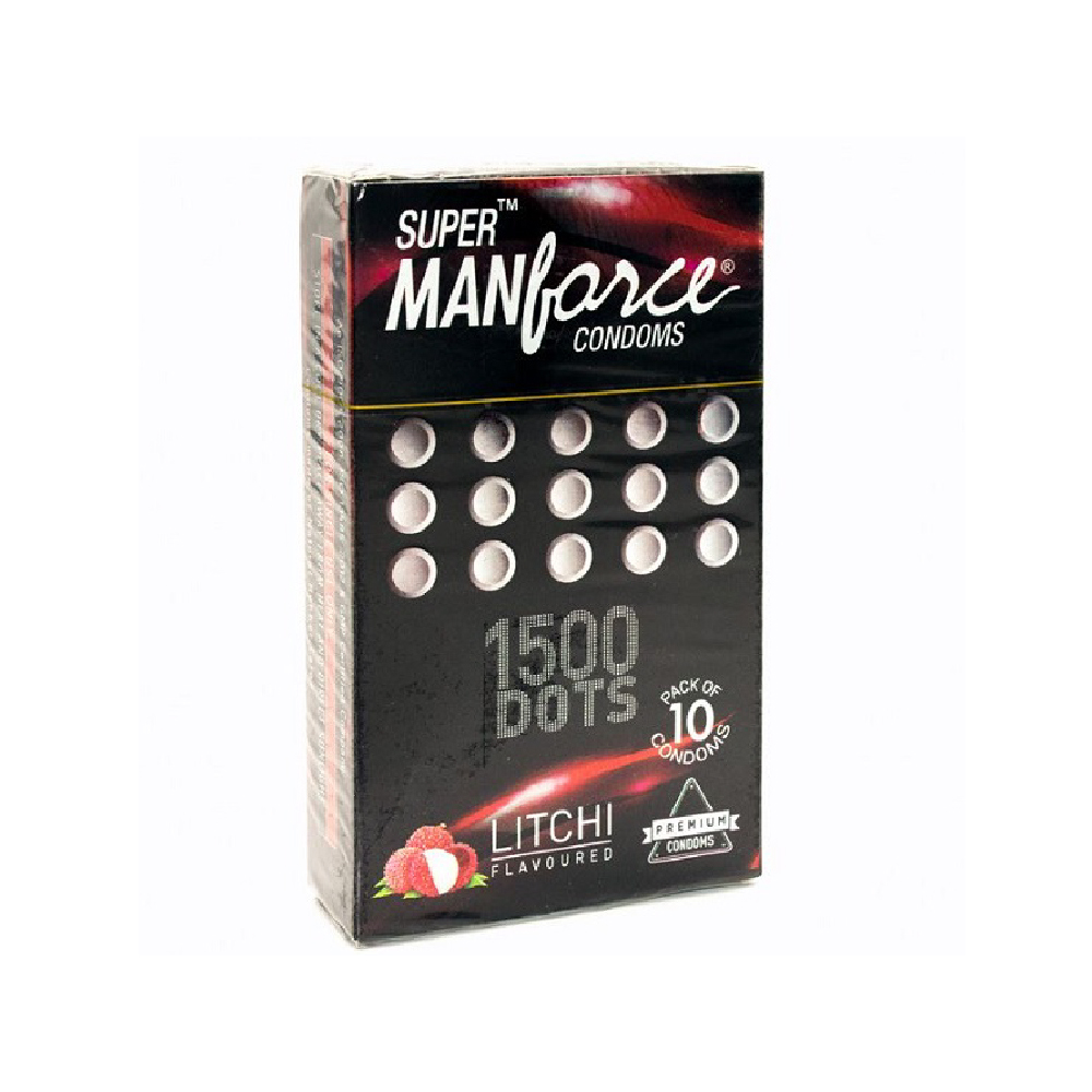 Manforce Super Condoms 1500 Dots Litchi Flavoured (10 Pcs)